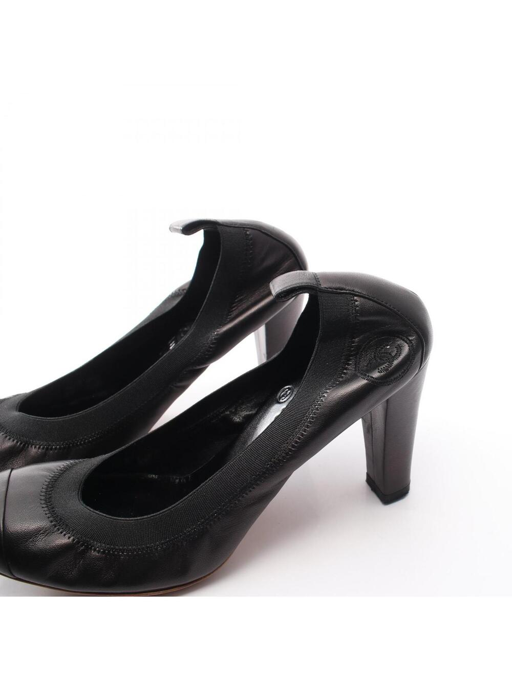 Chanel Coco Mark Heeled Pumps Shoes #37 #274898C39B - Picture 9 of 12